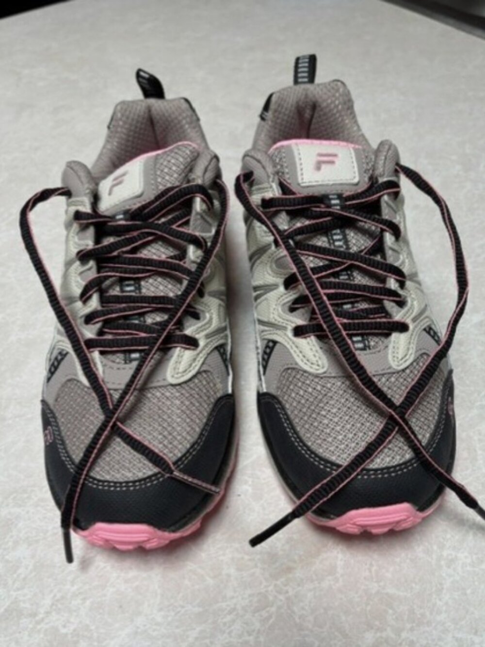 FILA Women's Athletic Sneakers Gray Pink Black Lace-Up - Size 8